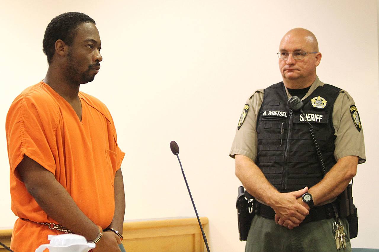 Oak Harbor resident Shaunyae Allen pleads guilty to third-degree assault in court last Thursday. He was accused of shooting another man but investigators were unable to find concrete evidence. Photo by Jessie Stensland/Whidbey News-Times