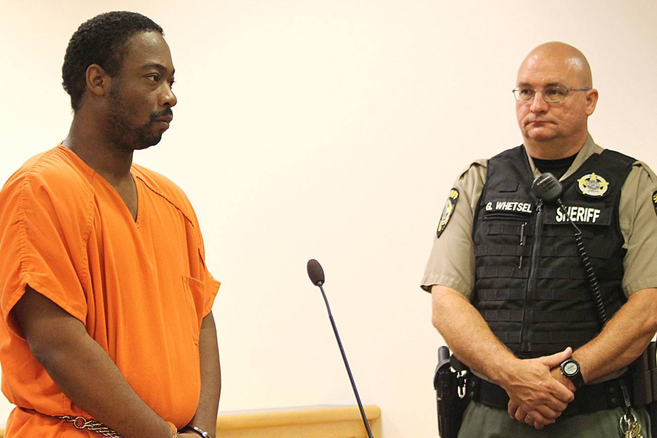 Oak Harbor resident Shaunyae Allen pleads guilty to third-degree assault in court last Thursday. He was accused of shooting another man but investigators were unable to find concrete evidence. Photo by Jessie Stensland/Whidbey News-Times