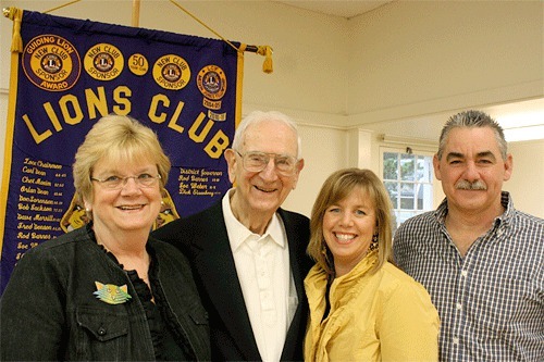 Spence Purvis was recently recognized for 70 years of service to the Lions Club during a Coupeville chapter meeting. Several of his family members attended. From the left are Patti Sargent