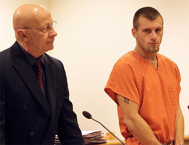 Oak Harbor resident Nicholas Wiggins appears in Island County Superior Court Monday with attorney Steve McKay. Wiggins