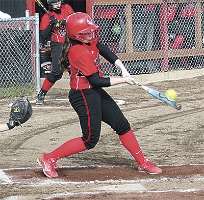 MaKayla Bailey rips a hit for Coupeville against Cedarcrest.
