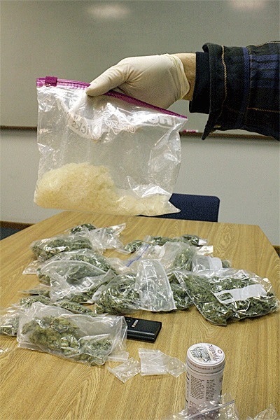 Oak Harbor police found methamphetamine Monday during a search of an Oak Harbor home.