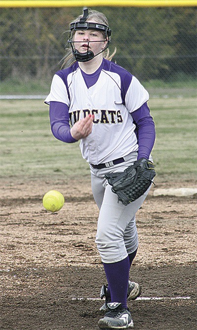 Tricia Sarns fires a pitch for Oak Harbor Tuesday.