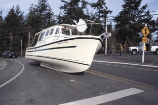 A lane of traffic on Clover Valley Road was blocked this morning after a boat fell off its hitch.