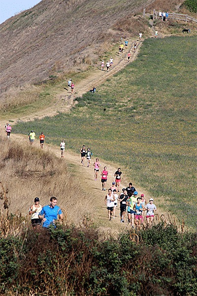 Runners run along the bluff in last year's race.