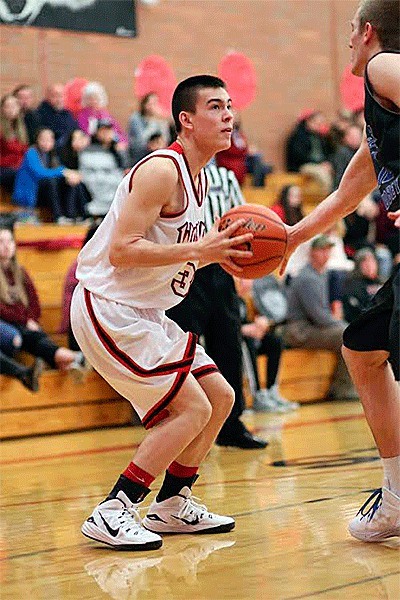 Coupeville's C.J. Smith eyes the hoop in Monday's game with South Whidbey.