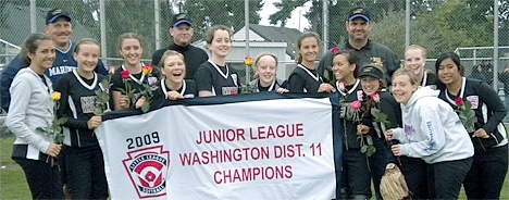 Members of the combined North Whidbey/Central Whidbey Juniors softball team