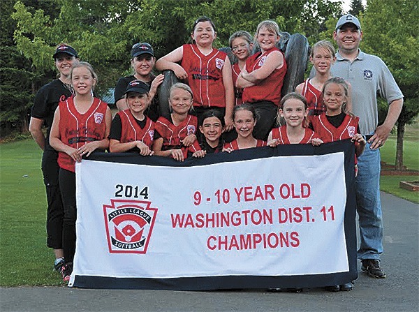 The district champs show off their banner.