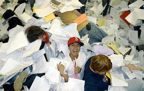 Students are buried in piles of homework Thursday