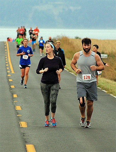 Runners work their way up Ebey Road in last year's Race the Reserve.