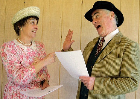 Carolyn and Rich Tamler of Greenbank rehearse as legendary Fibber McGee and Molly as part of “Old Time Radio — Live on Stage” at Fort Casey Auditorium June 12. It’s is a fundraiser for KWPA.