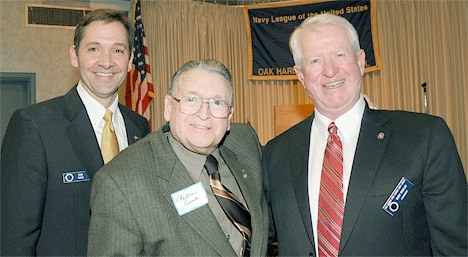 The Oak Harbor Area council of the Navy League installed a new president during the change of watch and awards banquet Feb. 11 as Dick Devlin completed his tour as president and handed over the reigns to Tom Tack. From left are Tom Tack