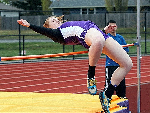 Claire Anderson clear 5 feet to win the high jump for Oak Harbor.