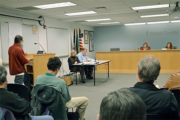 Jason Joiner speaks to Island County Commissioners during a public hearing on a proposed update to the county’s Shoreline Master Program last week in Coupeville.