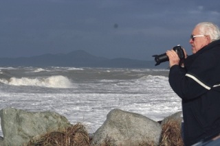 Ralph Edwards of Coupeville parked in a turnout near Joseph Whidbey Park State Park to snap several photos of the treacherous surf conditions.