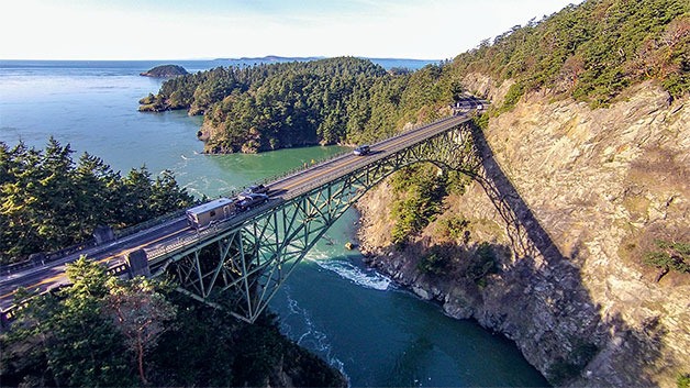 Above: A state construction project which starts in June will mean increased traffic in and around Deception Pass State Park over a two-month period as the bridge experiences closures and traffic is limited to one lane. (Below: Map by Michelle Wolfensparger.)