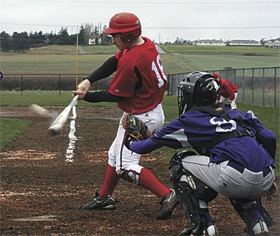 Korbin Korzan fouls off a pitch against Concrete. He later singled in the at bat.