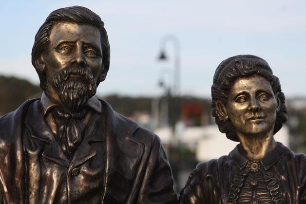 The Barringtons sculpture created by Oak Harbor’s Wayne Lewis will be formally dedicated at noon Sunday