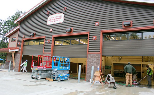 North Whidbey Fire and Rescue’s new $1.5-million fire station is expected to be finished March 15. Workers were busy cleaning and taking care of last-minute details earlier this week.