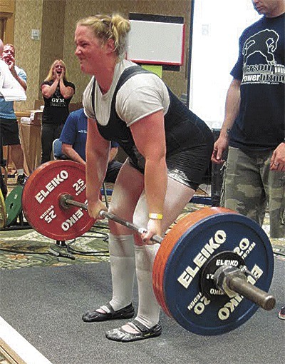 Molly O'Rourke deadlifts 485 pounds at the United States Powerlifting Association's national meet.