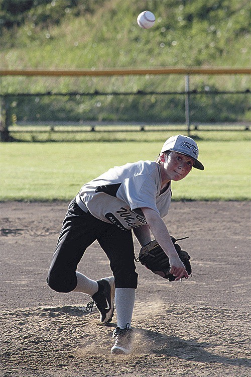 Central Whidbey's Bryce Payne fires a pitch in the win over North Whidbey Friday.