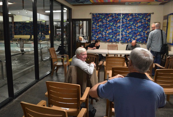 North Whidbey Park and Recreation District Commissioners and district citizens arrive at the Nov. 21 meeting. The board had to schedule a special meeting Monday to pass the budget.