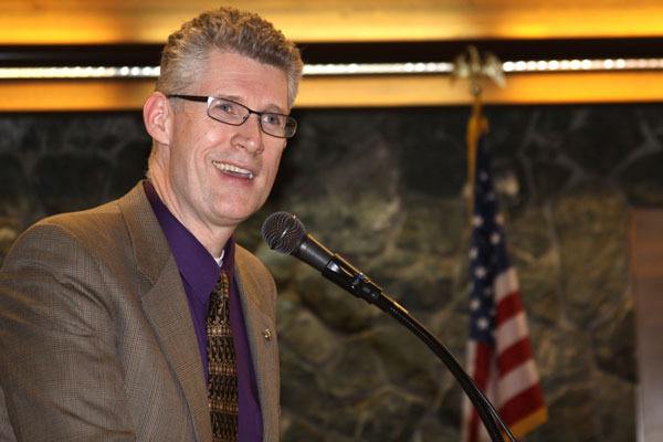 Superintendent candidate Lance Gibbon presented his vision for the Oak Harbor School District Monday night at the district administration building. Gibbon is expected to be named as Rick Schulte’s successor May 28.