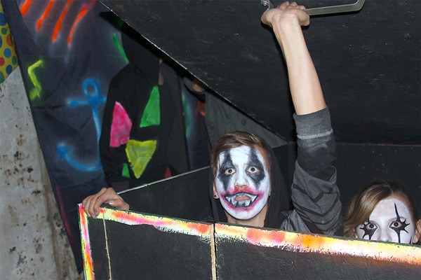Volunteers rise out of a box at Fort Casey State Park during the park’s first “Haunted Fort” event Saturday. More than 1