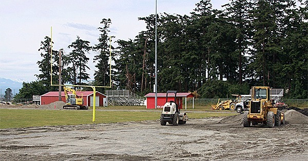 The construction of the new track at Mickey Clark Field should be finished later this month.