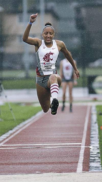 Oak Harbor's Shantae Young is one of the top jumpers on the Washington State University track team.