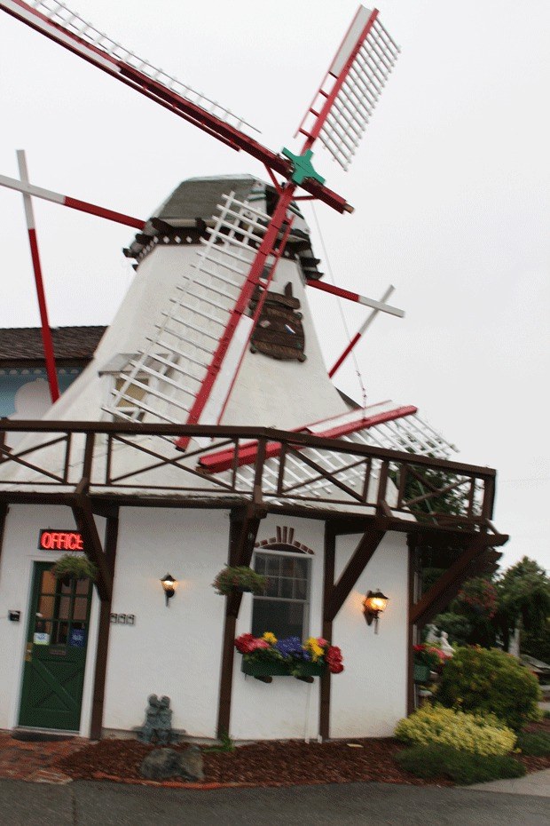 The windmill at Auld Holland Inn broke in the high winds Saturday.
