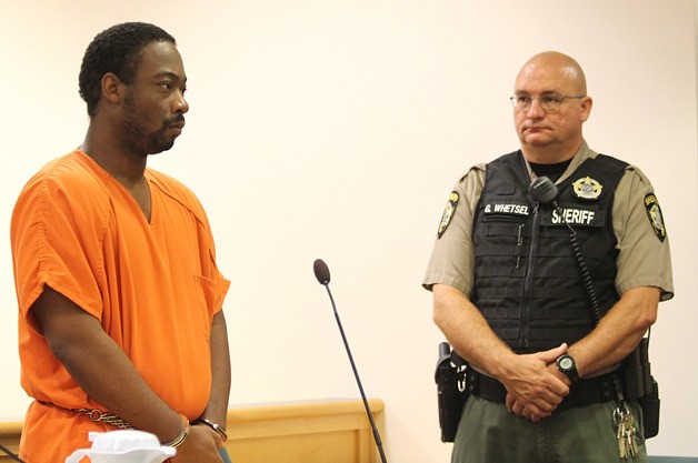 Oak Harbor resident Shaunyae Allen pleads guilty to third-degree assault in court last Thursday. He was accused of shooting another man but investigators were unable to find concrete evidence.