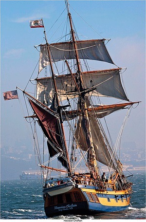 The Hawaiian Chieftain under sail.