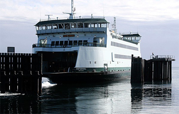 The 273-foot Chetzemoka pulls away from the Coupeville terminal during sea trials. The new ferry is to be christened Sunday by Gov. Chris Gregoire.