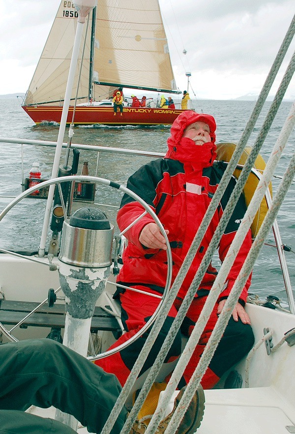 Ted Clifton at the helm onboard his Crown 34