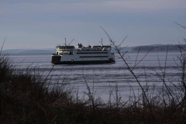 The ferry Kennewick departs Coupeville on its way to Port Townsend earlier this year. The vessel could be out of service for a month due to worn rudder components.