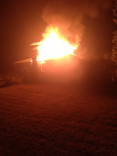 A North Whidbey home was destroyed early this morning when a fire consumed much the structure's roof. The cause of the blaze is still under investigation.