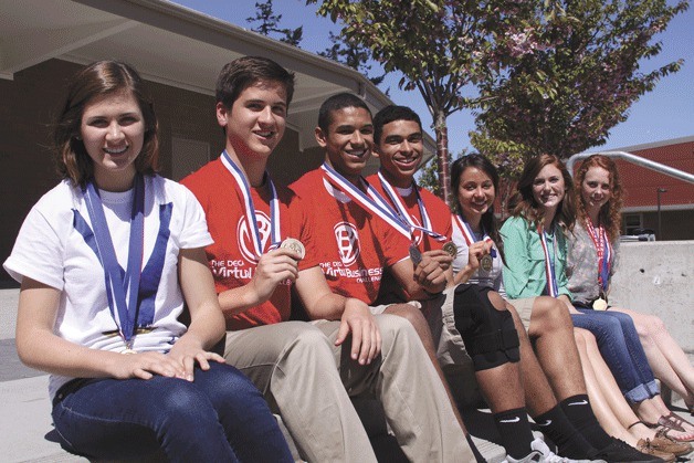 Oak Harbor DECA students who finished in the top 10 in a national competition in Anaheim