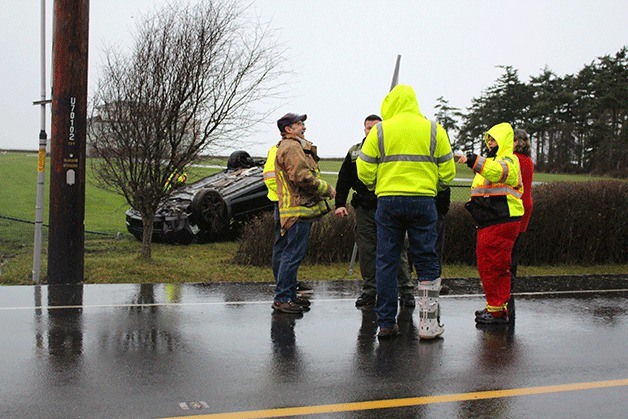 Emergency Crews responded to a rollover accident Monday morning on West Beach Road.