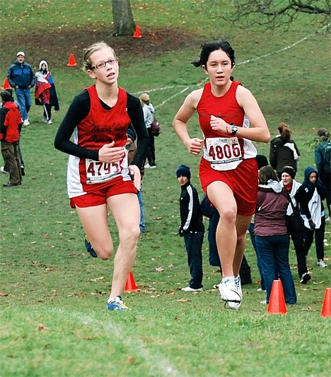 Teammates Olivia Meyer (left) and Christina Wicker finish sixth and seventh for the WIRC.