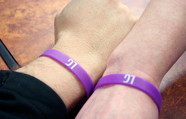 Whidbey General Hospital staff display wristbands worn in solidarity for Chief Nursing Officer Linda Gipson. Gipson was found not guilty of assault in a trial that ended Friday.