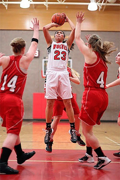 Coupeville's Makana Stone (23) was named the Olympic League's MVP in girls basketball.