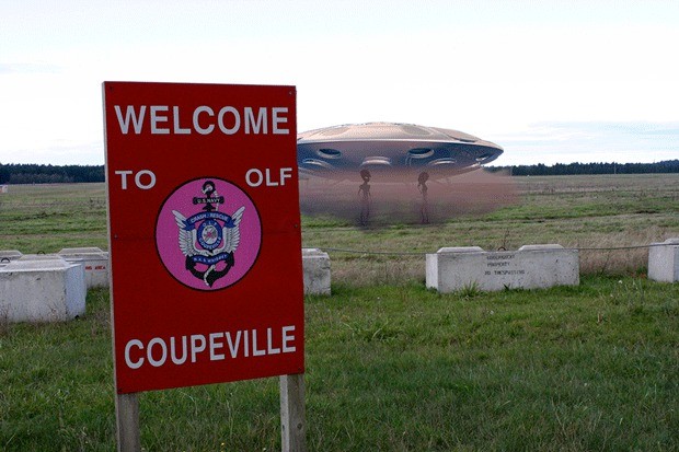 An alien spacecraft lands at OLF Coupeville Monday.