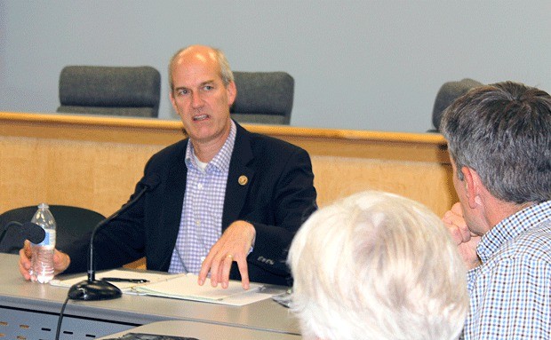 Congressman Rick Larsen visited county officials in Coupeville earlier this week to talk about transportation needs for the area.