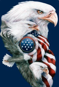 The banner to be displayed at Oak Harbor’s 9/11 memorial tomorrow features a patriotic image by the artist Jodi Bergsma.