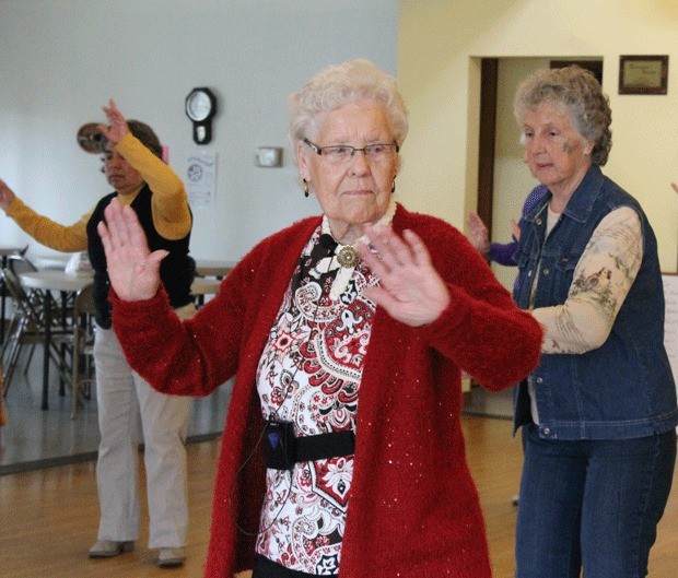 Jean Owen teaches a line dancing class at Oak Harbor Senior Center Friday afternoon.