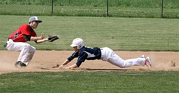 After taking a throw from catcher Carson Risner