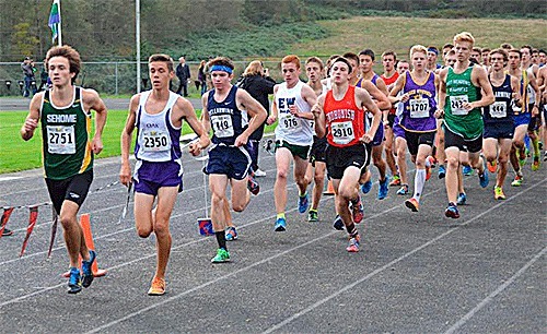 Oak Harbor's John Rodeheffer (2350) helps set the early pace Saturday. Rodeheffer went on to finish second.