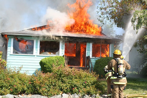 A recent practice fire on Barrington Avenue is doused by Oak Harbor firefighters.