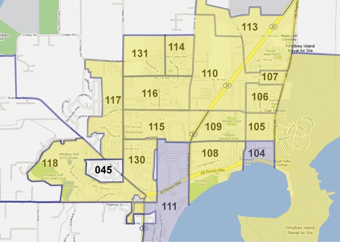 Out of 17 total voter precincts in Oak Harbor